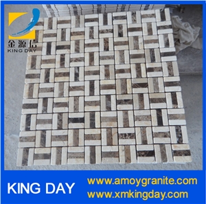 Light Emperador Black + White Marble Mosaic Tile