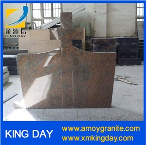 Multicolor Red Granite Headstone,Multicolor Red Granite Gravestone,Multicolor Red Cross Tombstones,Custom Monuments