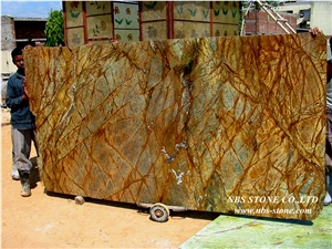 India Brown Marble Slabs & Tiles, Rain Forest Brown Marble Tiles