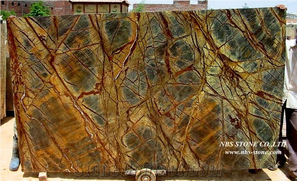 India Brown Marble Slabs & Tiles, Rain Forest Brown Marble Tiles