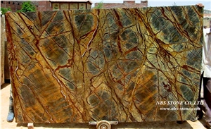 India Brown Marble Slabs & Tiles, Rain Forest Brown Marble Tiles