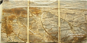 India Brown Marble Slabs & Tiles, Rain Forest Brown Marble Tiles