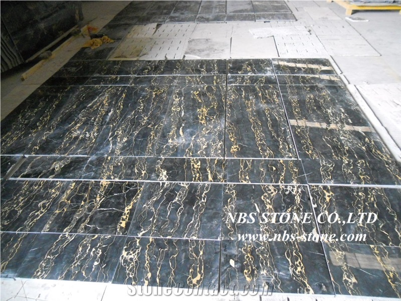 Italian Nero Portoro Marble Slabs & Tiles , Italy Black Marble Wall Covering Tiles