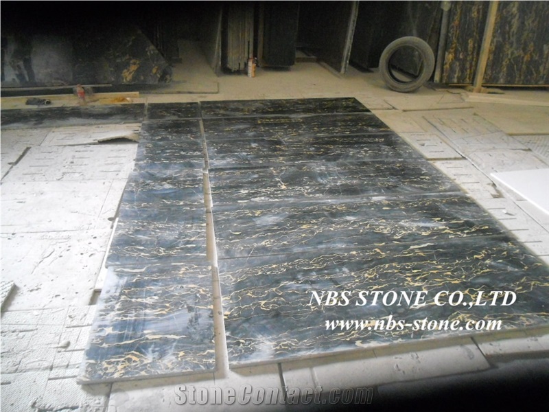 Italian Nero Portoro Marble Slabs & Tiles , Italy Black Marble Wall Covering Tiles