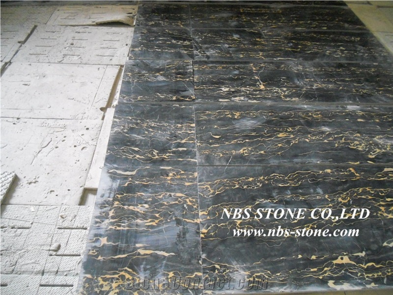 Italian Nero Portoro Marble Slabs & Tiles , Italy Black Marble Wall Covering Tiles