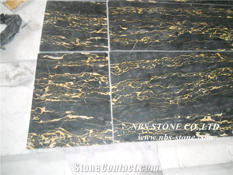 Italian Nero Portoro Marble Slabs & Tiles , Italy Black Marble Wall Covering Tiles