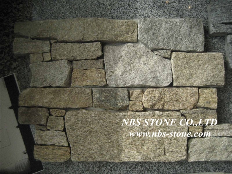 Yellow Rusty Slate Stacked Clutured Stone for Walling, Yellow Granite Cultured Stone