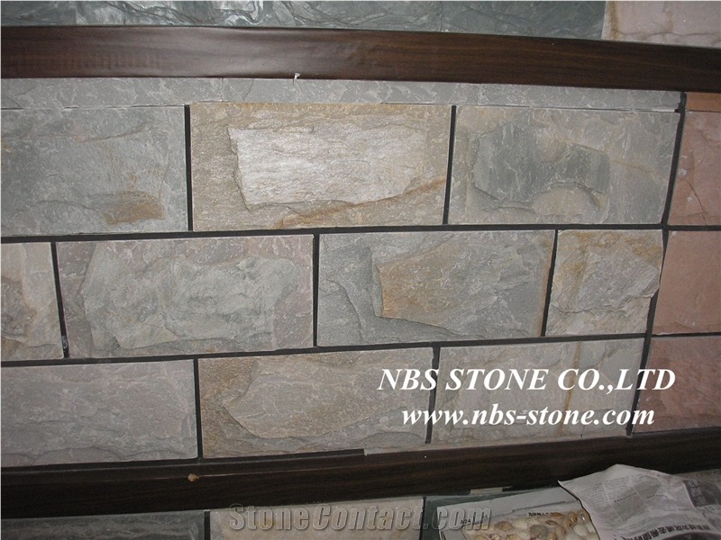 Yellow Slate Mushroom Stone Walling Cladding