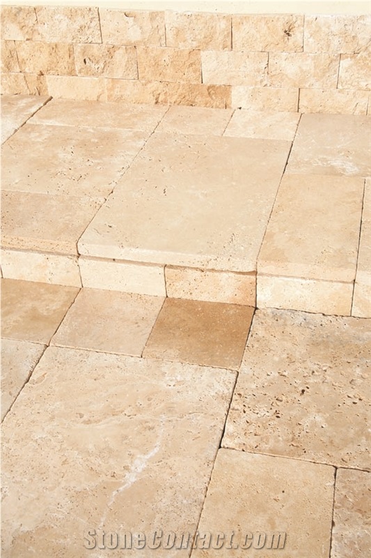 Denizli Travertine Tumbled Pattern tiles, beige travertine flooring tiles,  covering tiles 