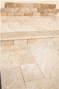 Denizli Travertine Tumbled Pattern tiles, beige travertine flooring tiles,  covering tiles 