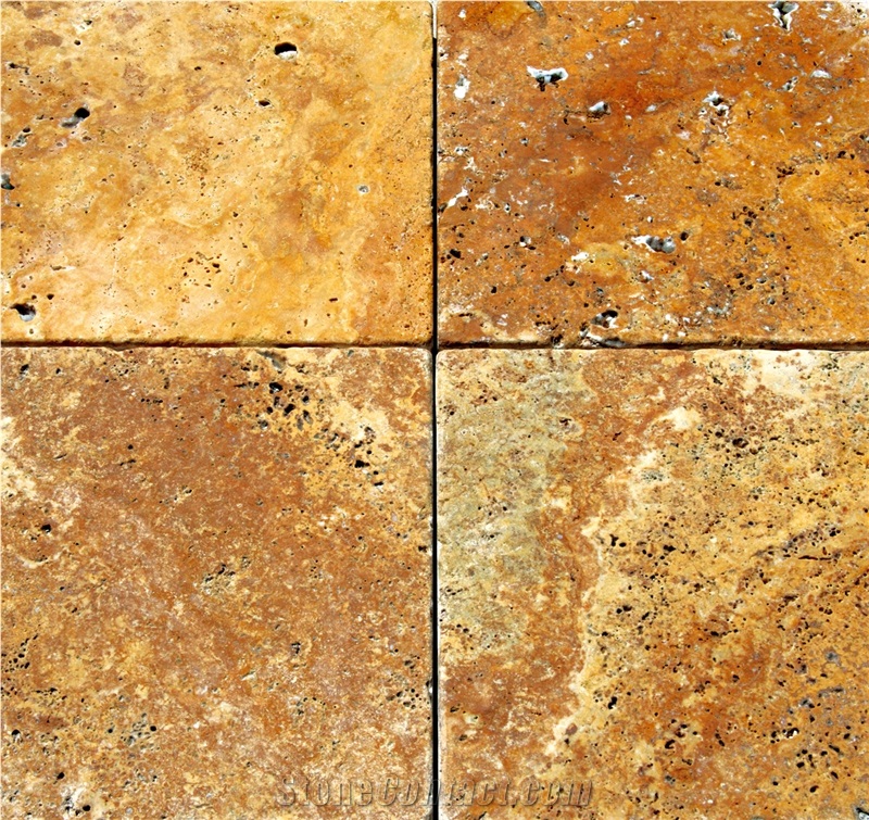 Gold Travertine tiles & slabs , Afyon Yellow Travertine Tumbled flooring tiles, walling tiles 