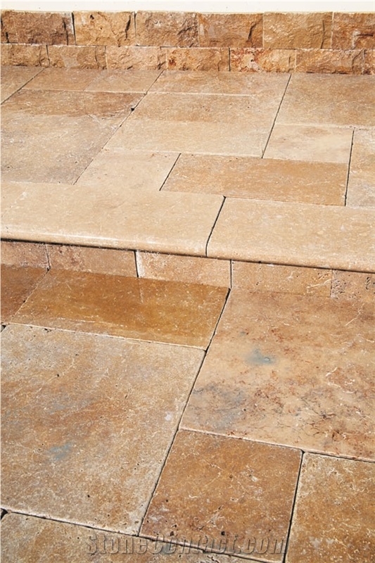 Noce Travertine Tumbled Tiles & slabs, brown travertine flooring tiles, tiles pattern 
