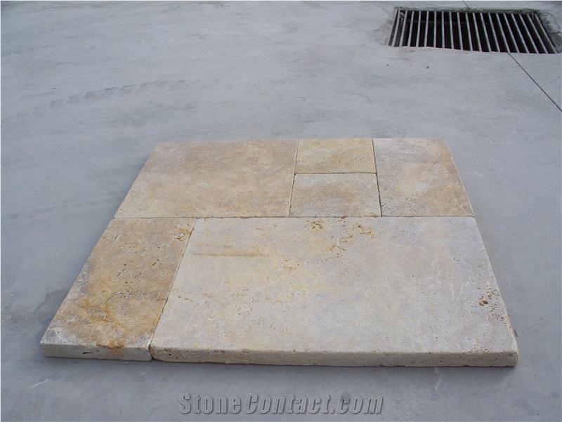 Noce Travertine Tumbled Tiles & slabs, brown travertine flooring tiles, tiles pattern 