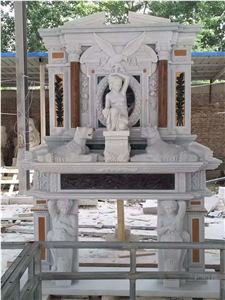 China Grey Marble Fireplace-Whole Set/Marble Sculptured Fireplace