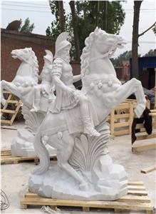 China White Marble Warrior Sculpture, White Marble Sculpture & Statue