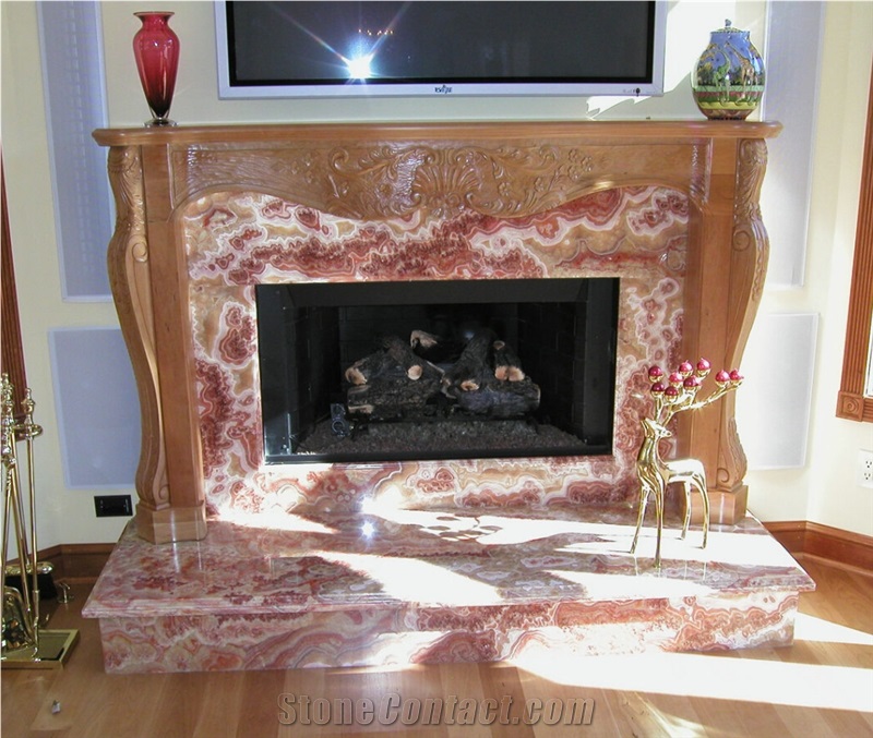 China Red Marble Fireplace Mantel