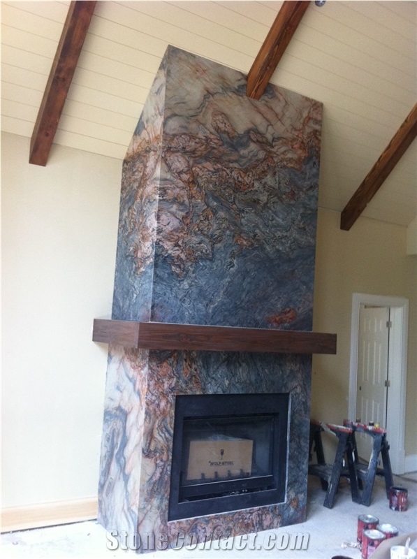 Fusion Quartzite Fireplace Design,Polished Brazil Quartzite Fireplace Cover