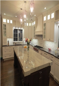 Polished Sea Pearl Quartzite Kitchen Countertop,White Quartzite Kitchen Island Top