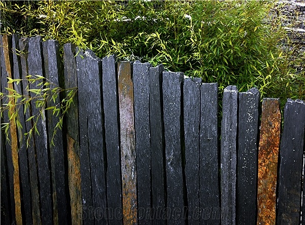 Black Slate Palisade, Norway Black Finnmark Skifer Slate Garden & Palisade