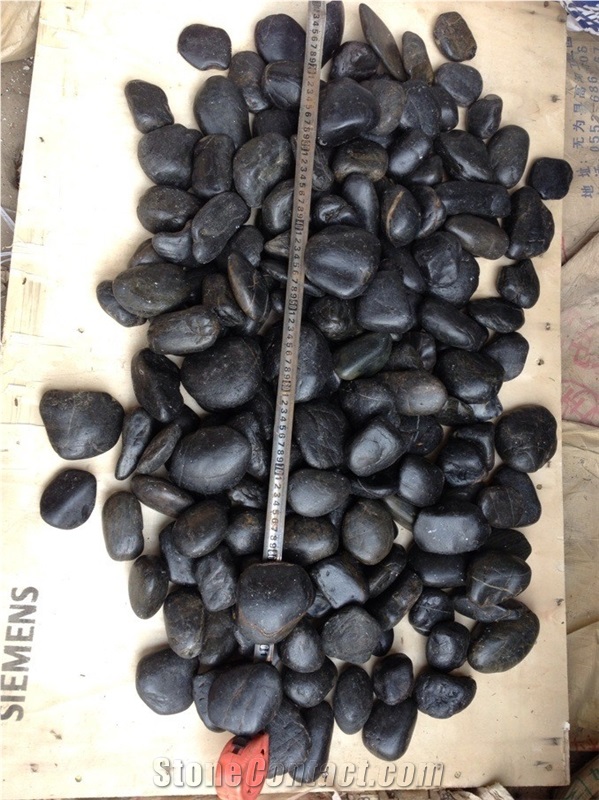 Black Color Polished Pebbles /River Stone, Walkway Pebbles