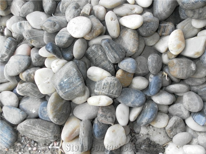 China Multicolor Marble High Polished Flat Pebble River Stone