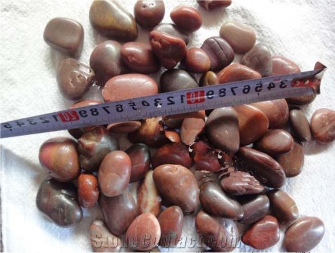 China Multicolor Marble High Polished Flat Pebble River Stone