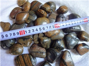 China Tiger Skin Vein Brown Flat Pebble River Stone