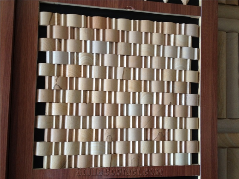 Chinese Sandstone Mosaic Tile Price, Beige Sandstone Mosaic