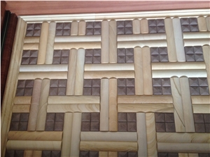 Chinese Sandstone Mosaic Tile Price, Beige Sandstone Mosaic