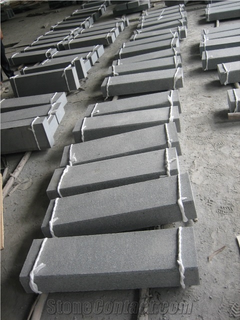 G654 Dark Grey/Padang Dark Granite Flamed, Bush Hammered, Machine Cut Kerbstones, Curbstones for Road