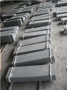 G654 Dark Grey/Padang Dark Granite Flamed, Bush Hammered, Machine Cut Kerbstones, Curbstones for Road