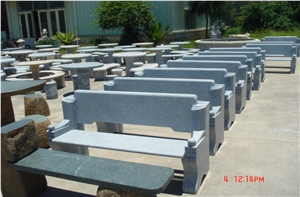 Garden Stone Table and Bench, Natural Stone Grey Granite Bench & Table