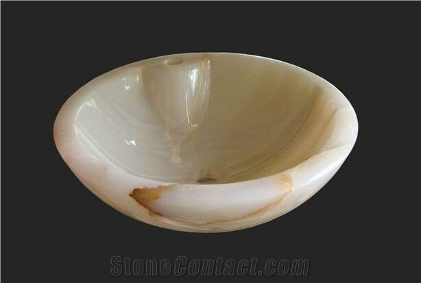 Natural Onyx Stone Water Wash Basin Sink,Onyx Basin,Round Basin,Natural Stone Basin