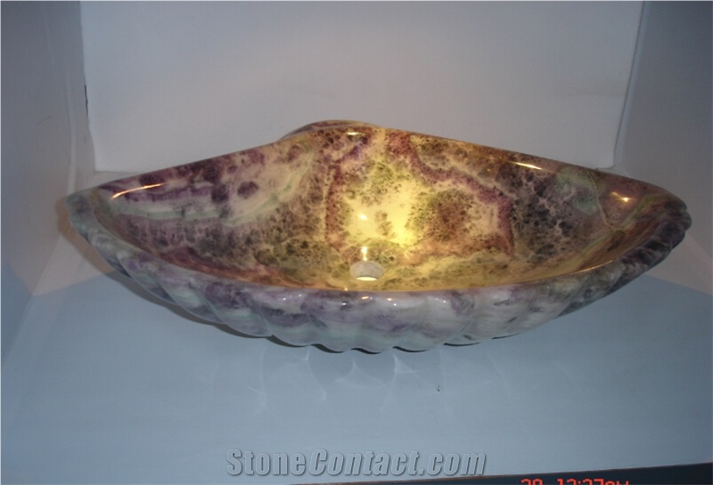 Natural Onyx Stone Water Wash Basin Sink,Onyx Basin,Sector Basin,Natural Stone Basin