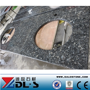 Polished Norway Blue Pearl Granite Bathroom Countertops Vanity Tops