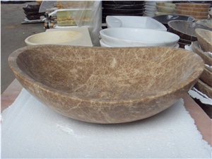 Stone Basin,Stone Sink,Marble Basin,Emperador Light Marble Basin