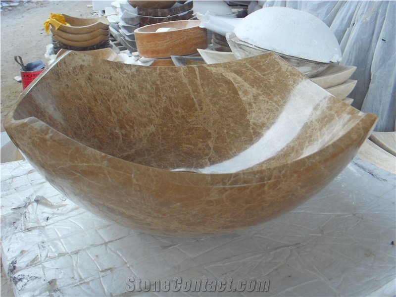 Stone Basin,Stone Sink,Marble Basin,Emperador Light Marble Basin