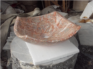 Stone Wash Basin Sink,Agate Red Marble Basin,Heart Shape Basin