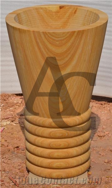 Yellow Flower Pots Stone Articles for Home Decor