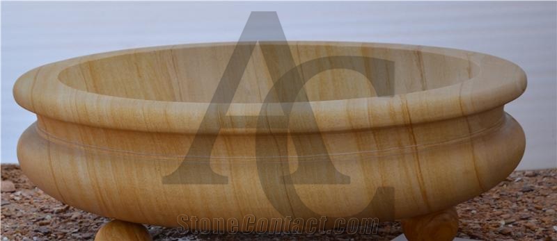 Yellow Flower Pots Stone Articles for Home Decor