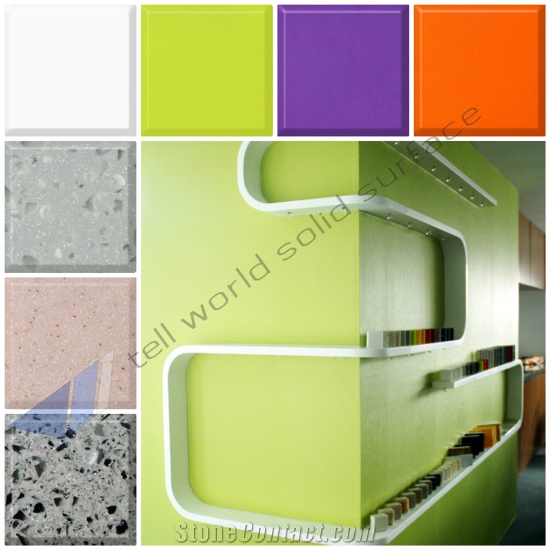 Manmade Solid Surfaces Stone Slabs for Restaurant Table Tops and Kitchen Worktops Factory Supply