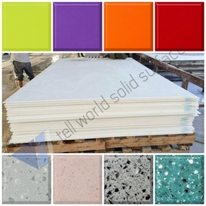 Manmade Solid Surfaces Stone Slabs for Restaurant Table Tops and Kitchen Worktops Factory Supply