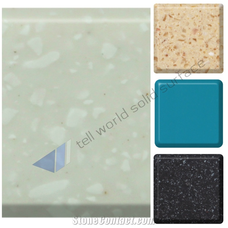 Manmade Solid Surfaces Stone Slabs for Restaurant Table Tops and Kitchen Worktops Factory Supply