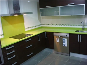 Apple Green Artificial Quartz Stone Prefab Counter Tops Your First Kitchen Countertop Options Nonporous Very Hard Surface More Durable Than Granite Countertops Slab Size 3200*1600 or 3000*1400