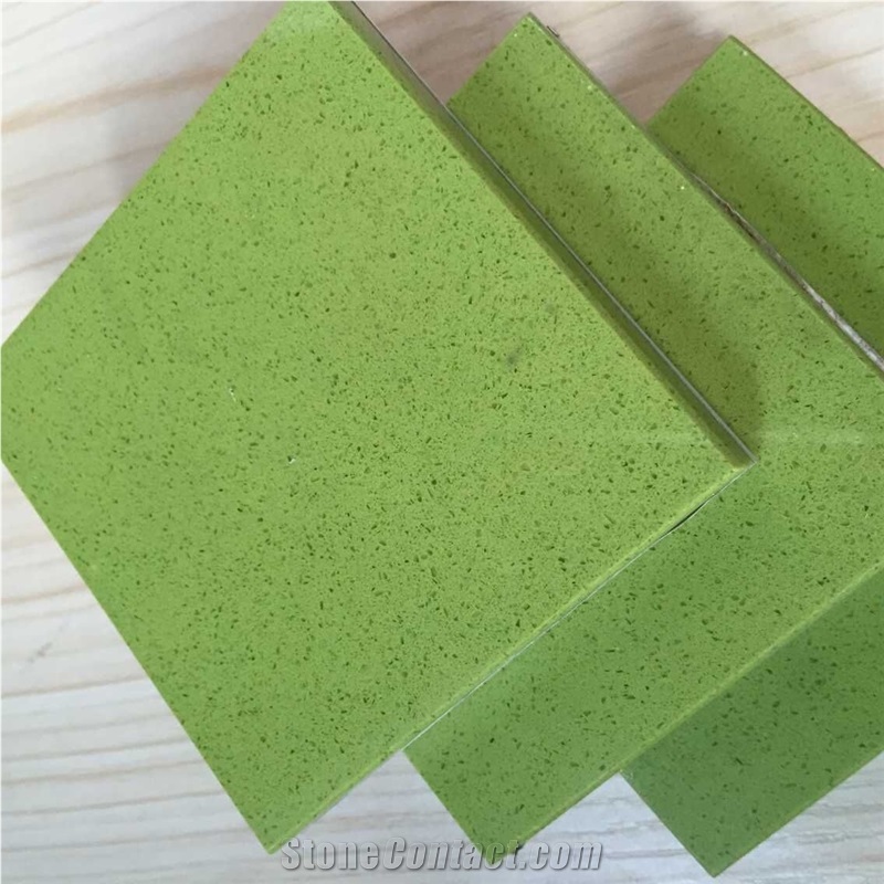 Apple Green Artificial Quartz Stone Prefab Counter Tops Your First Kitchen Countertop Options Nonporous Very Hard Surface More Durable Than Granite Countertops Slab Size 3200*1600 or 3000*1400
