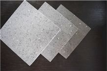 Artificial Grey Quartz Stone Tiles & Slabs, Shining Series for Prefab Countertops Your First Kitchen Countertop Options Nonporous Very Hard Surface More Durable Than Granite Countertops Slab Size 3200