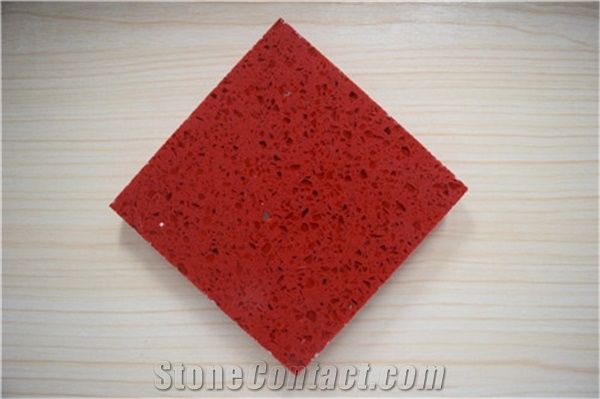 Artificial Quartz Stone Shining Red with Bright Surface for Prefab Countertops Your First Kitchen Countertop Options Nonporous More Durable Than Granite Countertops Slab Size 3200*1600 or 3000*1400