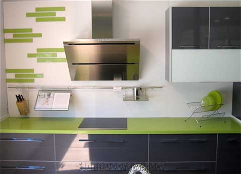 Artificial Quartz Stone Slab&Tile Apple Green Directly from China Manufacturer at Cheap Pricing More Durable Than Granite Thickness 2cm or 3cm