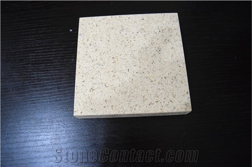 Beige Quartz Stone Tiles 2cm and 3cm Available for American Kitchen Countertops and Vanity Tops the Ideal Work Surface with High Resistance to Acids and Staining