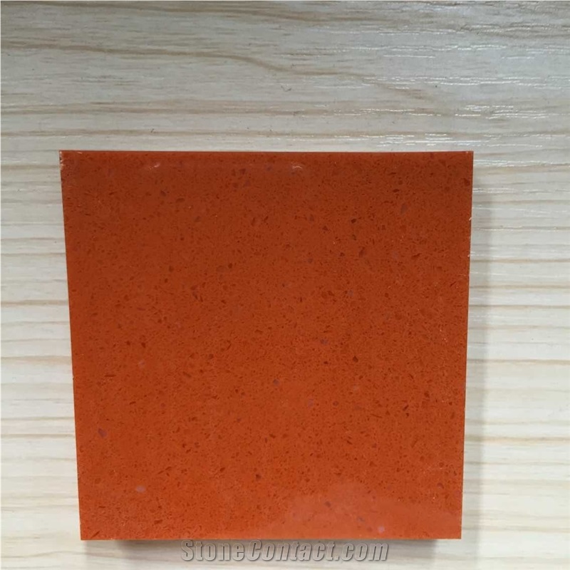 Bright Orange Quartz Stone Pre-Fabricated Countertop for Kitchen Room Bathroom and Hotel Use with Iso/Nsf Certificate at Top Quality and Service,More Durable Than Granite